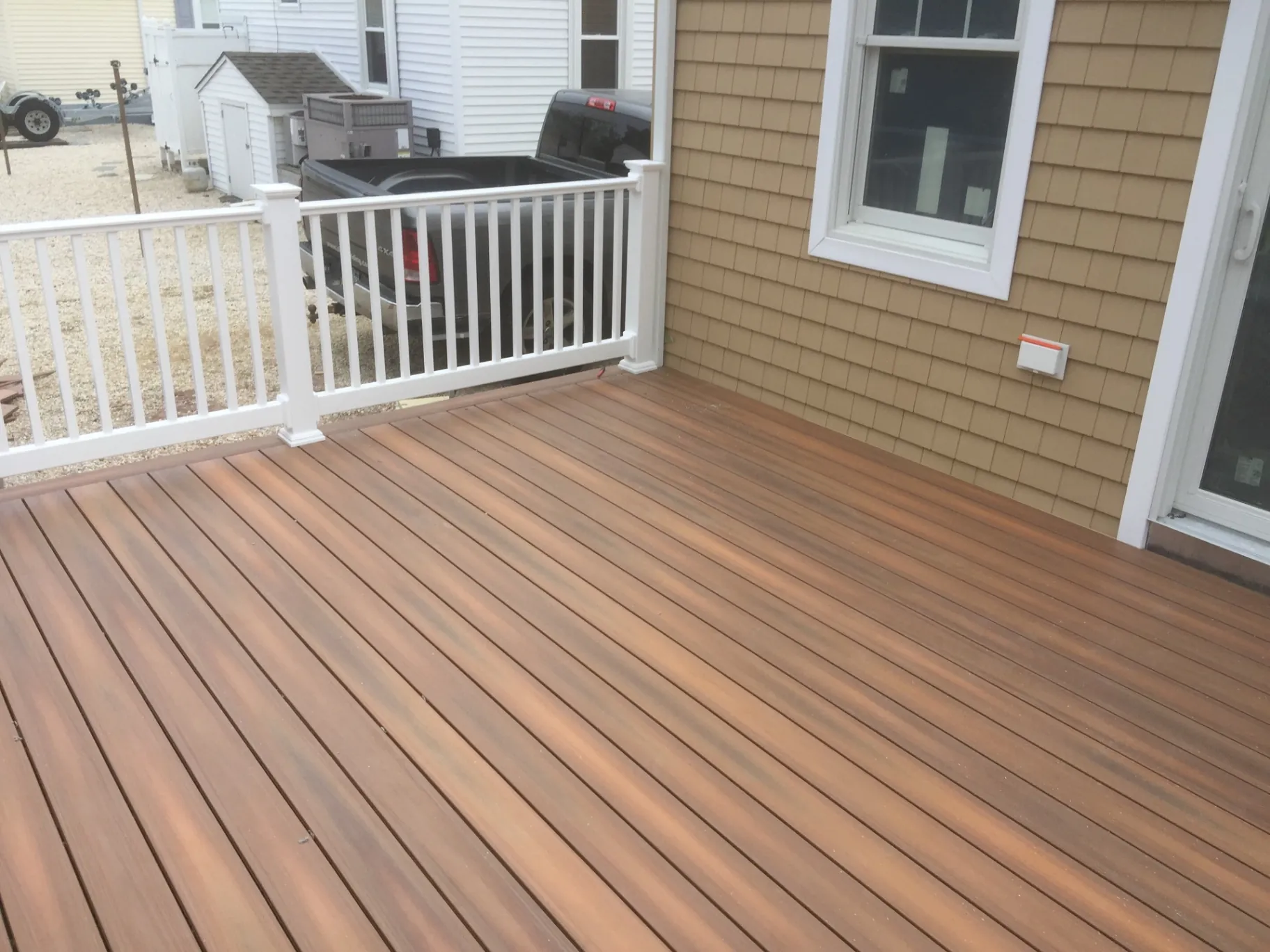 Composite deck with white railings in Chalfont, PA